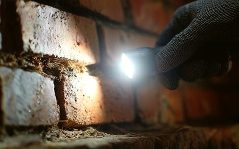 Joint scanned by lantern while tracing a leak